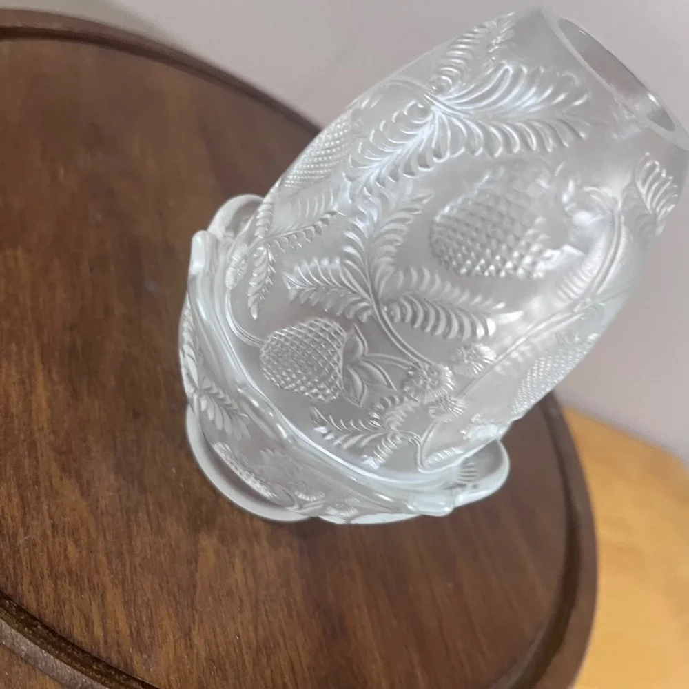 Fenton Vtg Satin Reversed Strawberry Fairy Lamp Frosted Glass 2 Piece Set